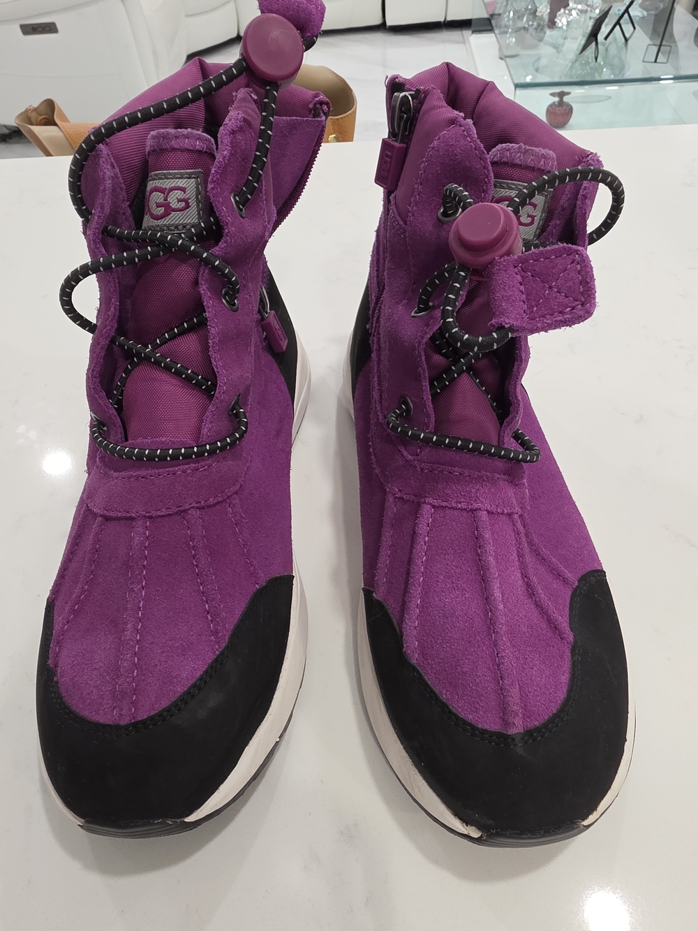UGG Purple Suede Lace-Up Sport Boot with Black Toe